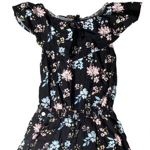 Justice Black Flowery Girls Romper | Size:10